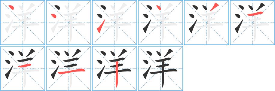 洋的笔画意思解释发音部首组词是什么