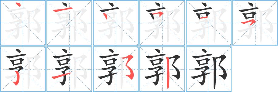 郭的笔画意思解释发音部首组词是什么