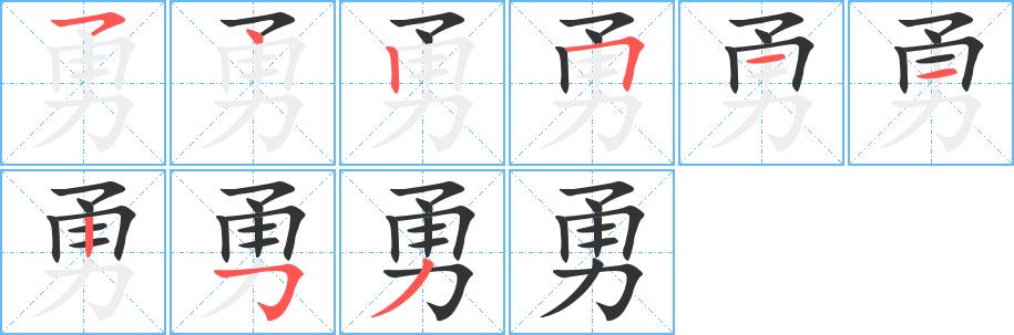 勇的笔画意思解释发音部首组词是什么
