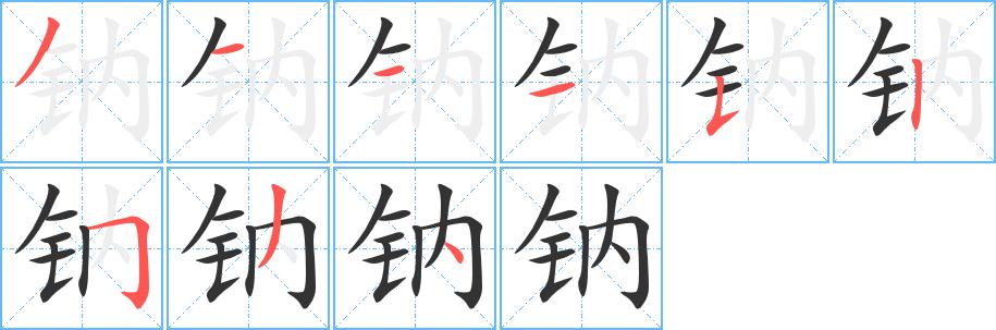 钠的笔画意思解释发音部首组词是什么