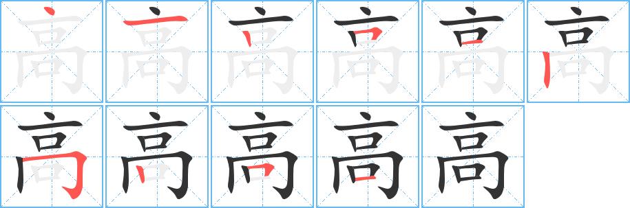 高的笔画意思解释发音部首组词是什么