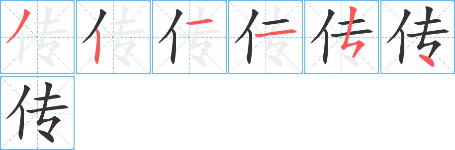 传的笔画意思解释发音部首组词是什么