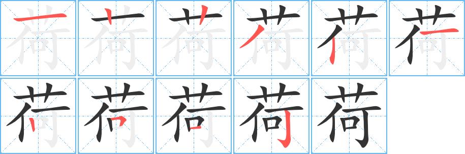 荷的笔画意思解释发音部首组词是什么